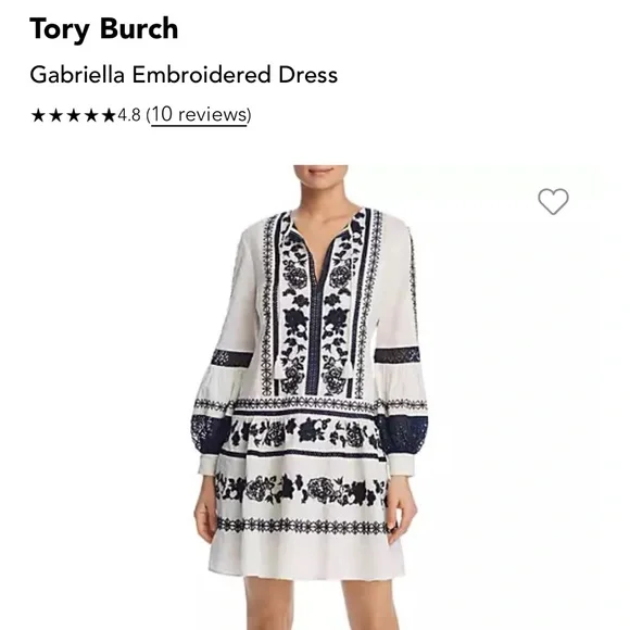 Tory Burch embroidered Gabriela dress size 4 rare find! With slip. - Picture 1 of 9